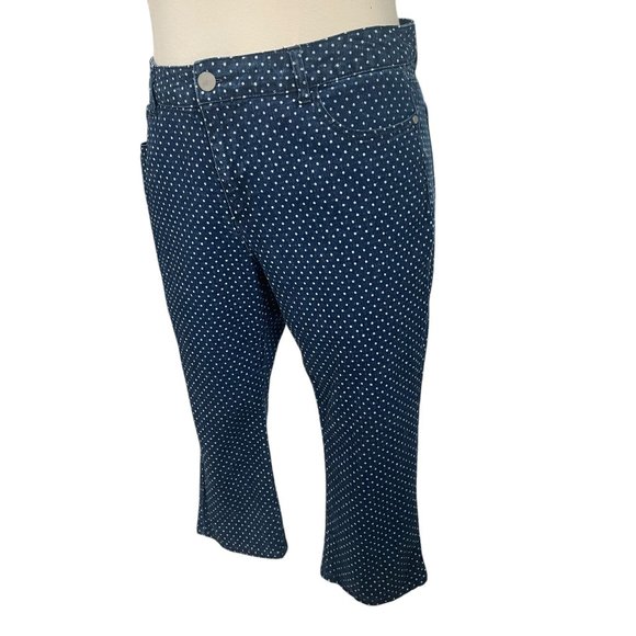Ashley Stewart Polka Dot Denim Capri Jeans Plus Size 16 Stretch Cropped Festival - Picture 7 of 8